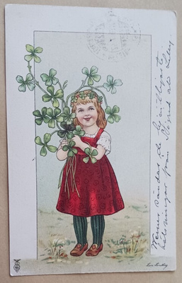 Pikkuneiti ja iso kimppu neliapiloita, p. 1903 Suomeen
