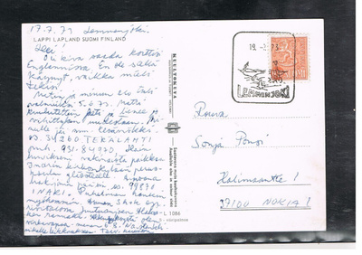 1973  Lemmenjoki kuvaleima Lappi kortilla