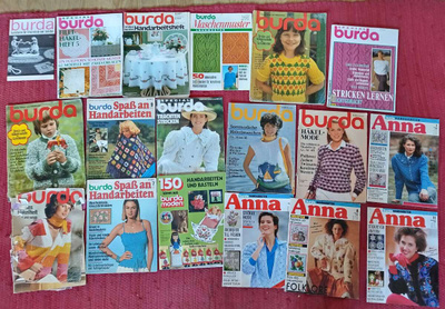 12 saksalaista Burda- ja Anna-lehteä 1970-luvulta eteenpäin