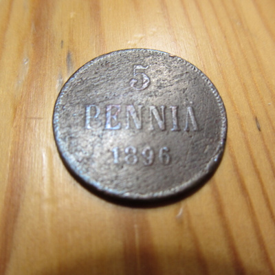 5 Penniä 1896 mahd. kl 2