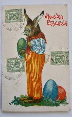 VANHA Pääsiäiskortti Isot Munat Pupu ym 1921