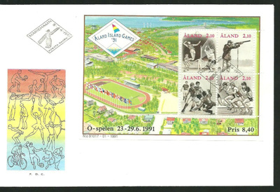 ÅLAND EPK FDC 2/1991: Urheilu, Island Games blokki
