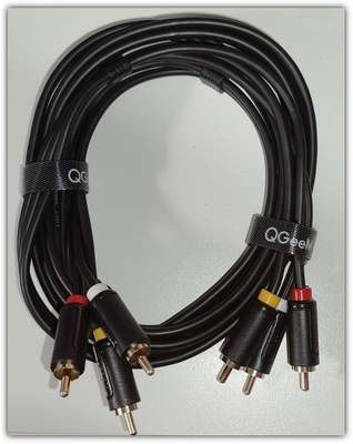 QGeeM video/äänikaapeli 3xRCA - 3xRCA kaapeli / 1,8m #29501