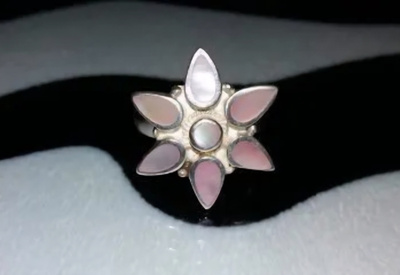 Hopea Ruusu sormus pinkki kivi 925