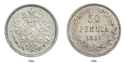 50 PENNIÄ 1891 / kl 8/7