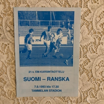 Käsiohjelma EM-karsinnat U21: Suomi-Ranska.1993.