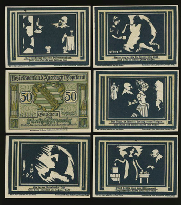 Saksa 3x50 + 3x75 Pfennig,  Auerbach 1921