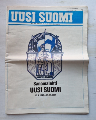 Uusi Suomi 29.11.1991 – viimeinen julkaistu sanomalehti