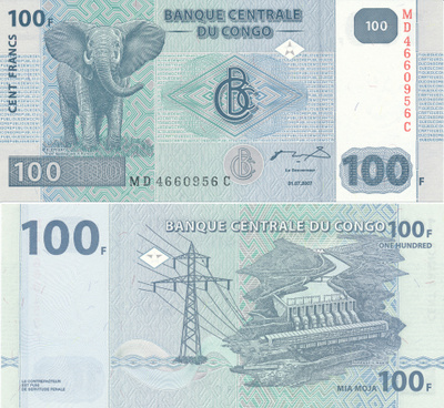 Congo 100 Francs 2007-2022 P98a #143