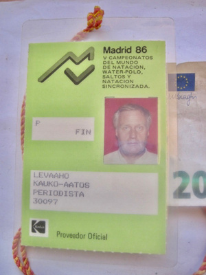 VANHA Kisapassi Uinti MM-Kisat 1986 Madrid Espanja Lehdistö
