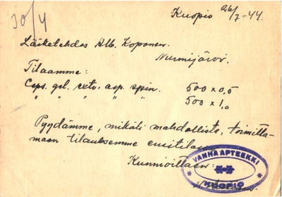 FIRMAK. KUOPIO VANHA APTEEKKI