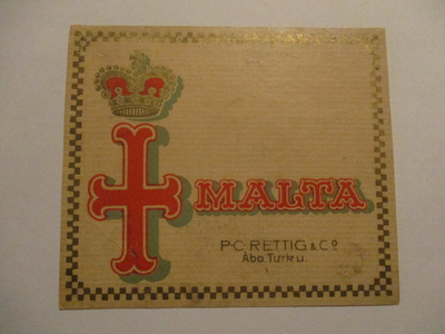 TUPAKKA ETIKETTI MALTA P.C STRENGBERG PIETARSAARI (AB8)