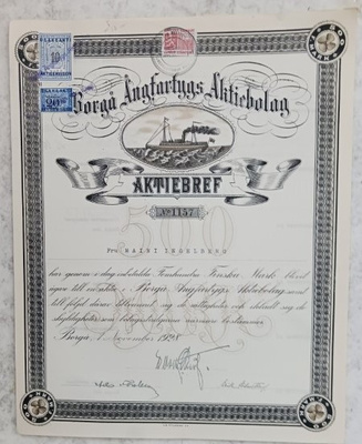 Borgå Ångfartygs Aktiebolag, osakekirja 1928