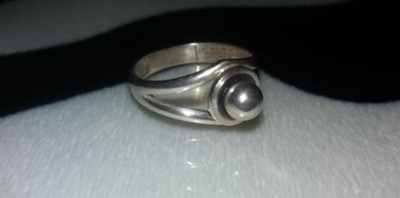 Vintage desing E.granit hopea sormus 916H N7 made in Finland