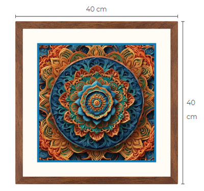 Uusi Mandala taulu koko 40 cm x 40 cm kehyksineen