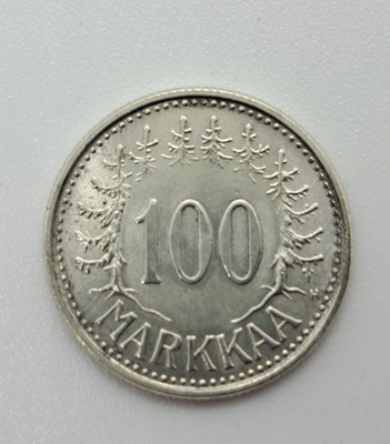 100 mk 1956 hopeaa