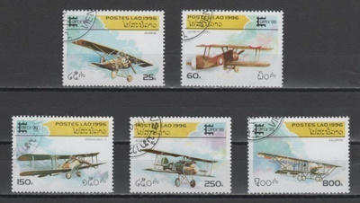 (S0569) LAOS, 1996 (Aircrafts). Mi ## 1526-1530. Used