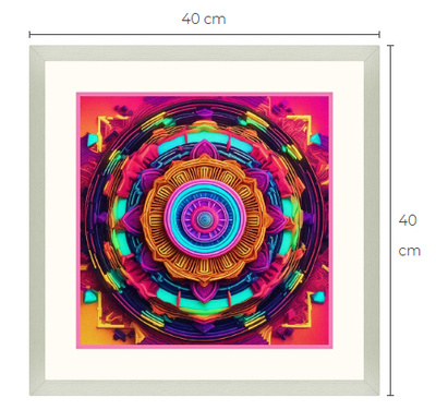 Uusi Mandala taulu koko 40 cm x 40 cm kehyksineen