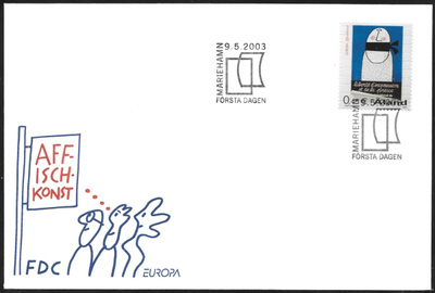 FDC Åland 2003  Eurooppa-merkki Julistetaide  LaPe ÅL 223