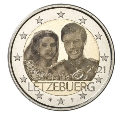 ** LUXEMBURG 2€ 2021 Henrin häät 40 v. photo pillerissä **