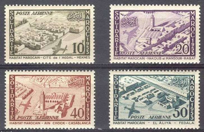 (S0474) FRENCH MOROCCO 1954 (Solidarite 1953, Cities). MNH**