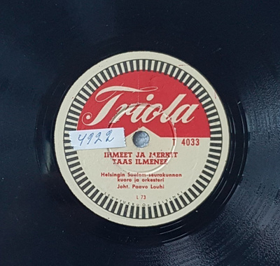Savikiekko 1950 - Saalem seurakunnan kuoro - Triola T 4033