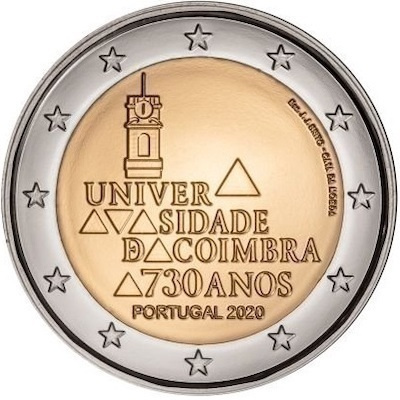 ** PORTUGALI 2€ 2020 Coimbran yliopisto pillerissä **