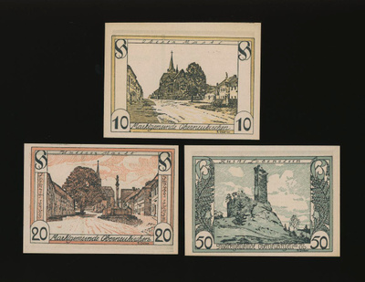 Itävalta Notgeld 10, 20, 50 Heller, Oberneukirchen