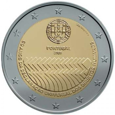 Portugali 2 euro 2008 juhlaraha Ihmisoikeudet 60 vuotta, UNC