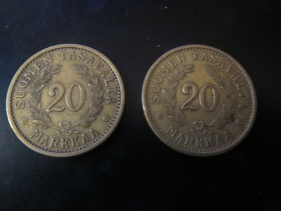 20 mk kolikot 1937 & 1938
