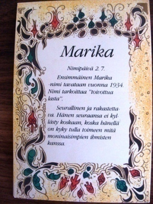 NO 1  - MARIKA - NIMIPÄIVÄKORTTI
