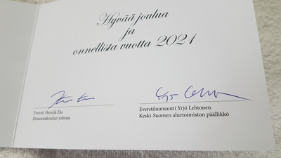 Joulutervehdys Nimikirjoituksin 2020