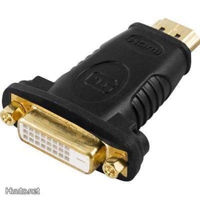Deltaco HDMI-sovitin, HDMI uros - DVI-D naaras *UUSI*