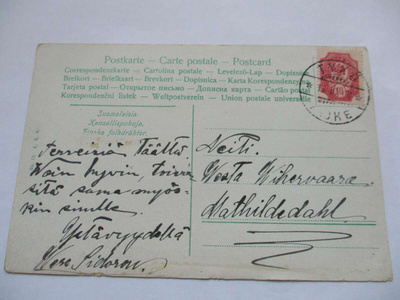 1908 Tykö kortti Mathildedahliin