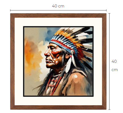 Uusi Intiaanipäällikkö taulu koko 40 cm x 40 cm kehyksineen