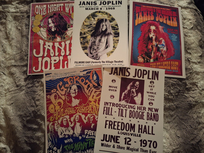 JANIS JOPLIN -- julistesetti A4 x 5 (mm. UPEA lahja !!) #1
