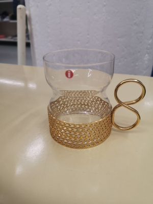 Iittala Sarpaneva TSAIKKA lasi, kullattu pidike,,, 1 kpl