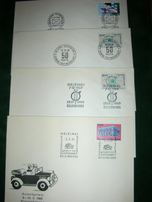 4 erikoisleimattua kirjettä 1969