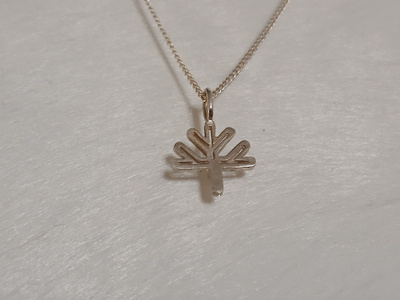 Vintage Hopea Elämän puu kaulakoru riipus 925