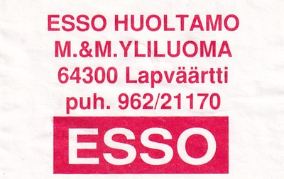 Lapväärtti ,ESSO Huoltamo,M.&M. Yliluoma 2/7