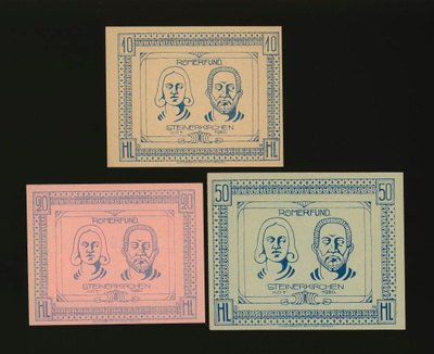 Itävalta Notgeld 10, 20, 50 Heller, Steinerkirchen 1920