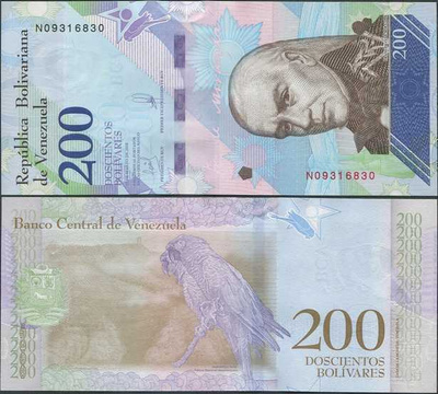 Venezuela 200 Bolivares 2018 UNC uusi sarja