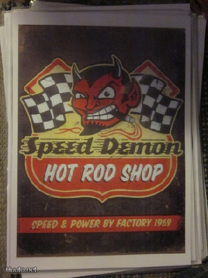 Koristetaulu SPEED DEMON HOT ROD SHOP. Koko A4
