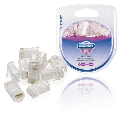 Bandridge Liitin RJ45 Uros, PVC, Läpinäkyvä, 10kpl *UUSI*