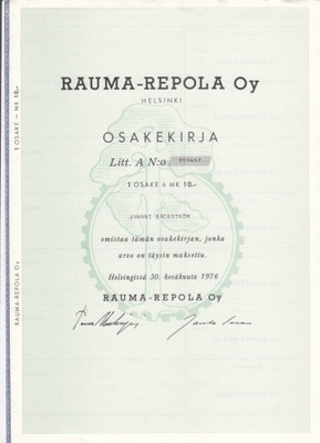 OKK 1976 Rauma-Repola Oy, Helsinki pörssi