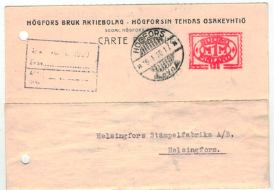 1930 frankkeerausleima 136 HÖGFORS (Karkkila)