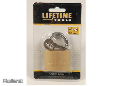 LifeTime Tools Riippulukko, 50mm, 3 avainta *UUSI*