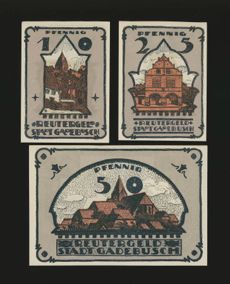 Saksa Notgeld 10, 25, 50 Pfg, Gadebusch 1922
