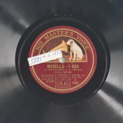 Savikiekko 1930 - Oiva Soini - His Master's Voice X 3492