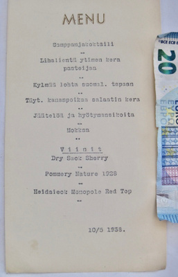 VANHA Ruokalista Menu 10.5.1928 Vapaussota 20 v Voittojuhla?